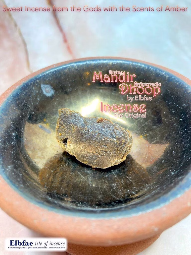 Mandir Dhoop Incense, Divine & Ayurvedic, 100% Natural, Resins + Herbs, Handmade With Love, Sweet, Sensual, Cosmic Godly Energy | 5G New