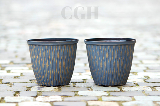 Plastic Round Laval Plant Pot, Patina Bronze, 20cm