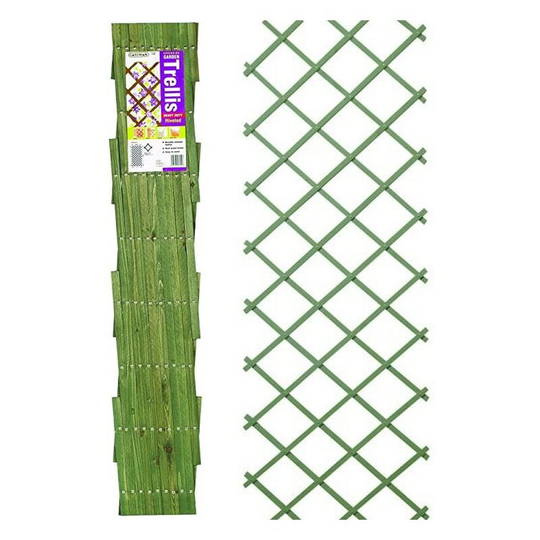 07254 1.8m x 0.6m Expanding Riveted Green Trellis Screen Garden Plant - Gardman