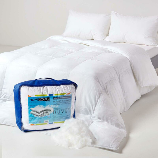 Luxury Hotel Quality Super Microfibre All Seasons Single Size Duvet - White - Homescapes
