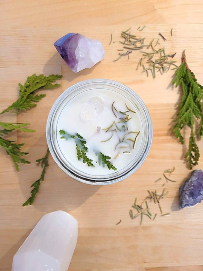 Cleansing Intention Candle, Cedarwood, Lemon, & Rosemary Scent