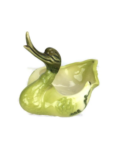 Vintage Hull Art Pottery Swan Planter Figurine Green 80 Usa Ceramic Duck Goose Figural Mid Century Candy Trinket Dish