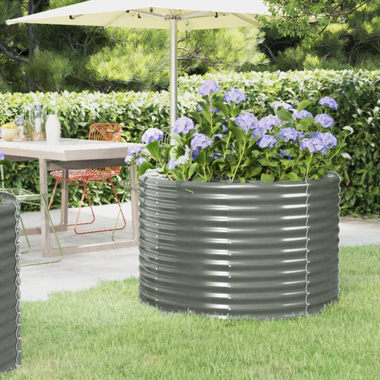 Garden Planter Powder-coated Steel 100x100x68 cm Grey