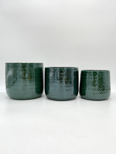 Handmade Emerald Green Patterned Ceramic Pot, Eye Cather Planter, House Plant Pot, D28cm, D24, D19 cm, 17 15 Sizes, Christmas Gifts