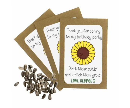 Personalised Birthday Seed Packets Envelopes With Seeds | Party Favour Sunflower Gift Bag Thank You