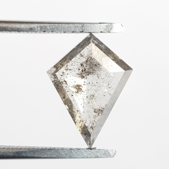 Huge 1.94Ctw/13mm Fancy Kite Shaped Clear Grey Salt & Pepper Rose Cut Loose Diamond, Faceted Diamond For Ring, Dds721/2