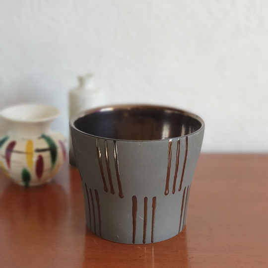 Vintage West German Scheurich Keramik 800 - 14 Planter/Plant Pot Grey & Silver