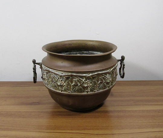 Vintage Rustic Brass Plant Pot Old Boho Retro Decor Planters