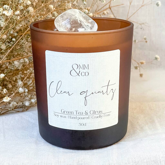 Clear Quartz Luxury Crystal Infused Soy Candle