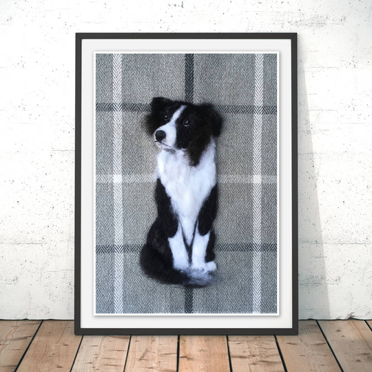 Border Collie Art Print By Felt Artist Sharon Salt