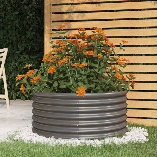 Asupermall - Garden Planter Powder-coated Steel 80x80x36 cm Grey