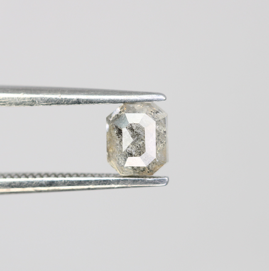 0.81 Ct Emerald Cut Salt & Pepper Diamond, Natural Loose Diamond