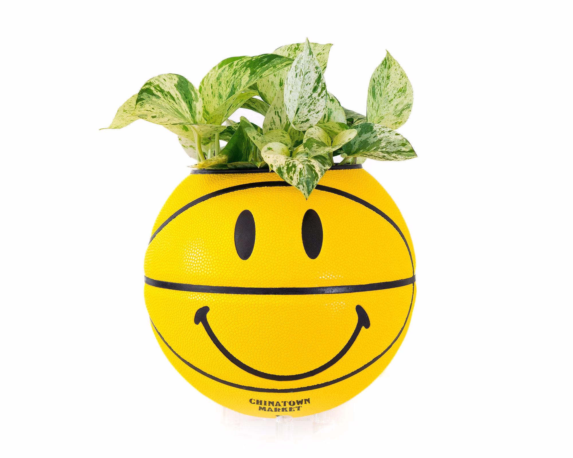 Plntrs - Chinatown Market Smiley Face Basketball Planter Full Size New Ball With Stand