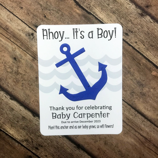Ahoy It's A Boy Anchor Plantable Seed Recycled Paper Baby Shower Thank You Favors | Set Of 12 - 29 Color Options