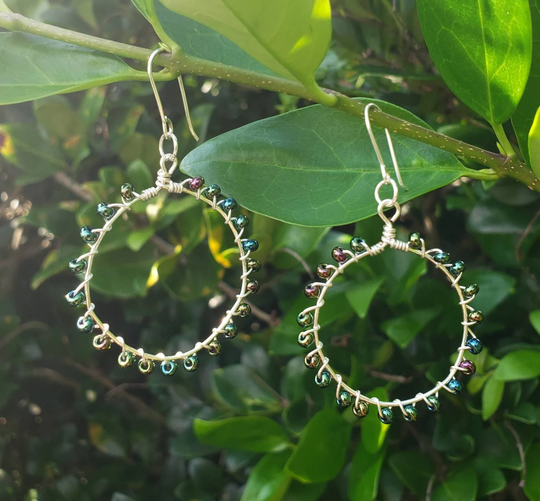 Multi Colored Seed Bead Hoops