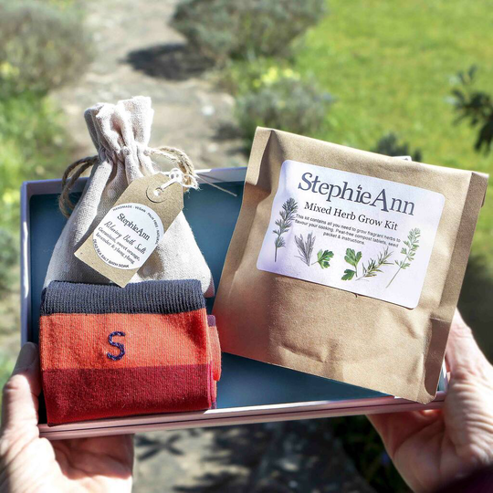 Men's Letterbox Relax And Plant Gift With Initial Socks