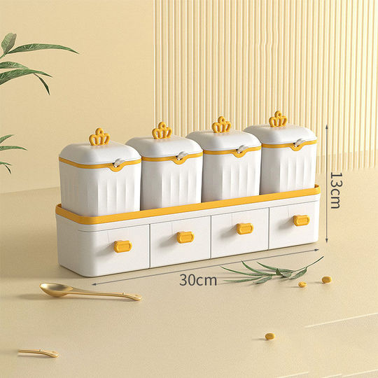 Seasoning Box, Kitchen Supplies, Household Seasoning Jar, Multi-drawer, White - Muff