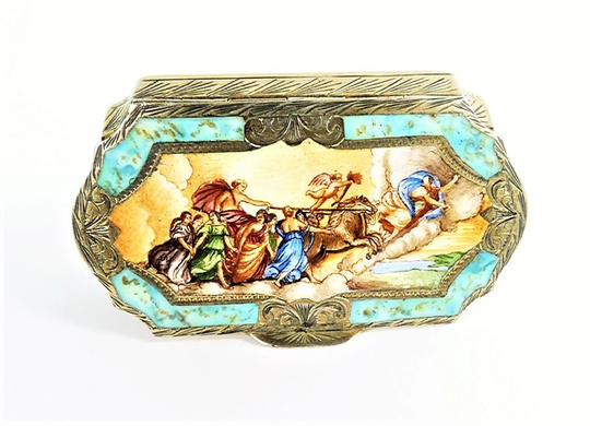 Italian Silver Gilt Enamel Powder/Vanity Box 1950S