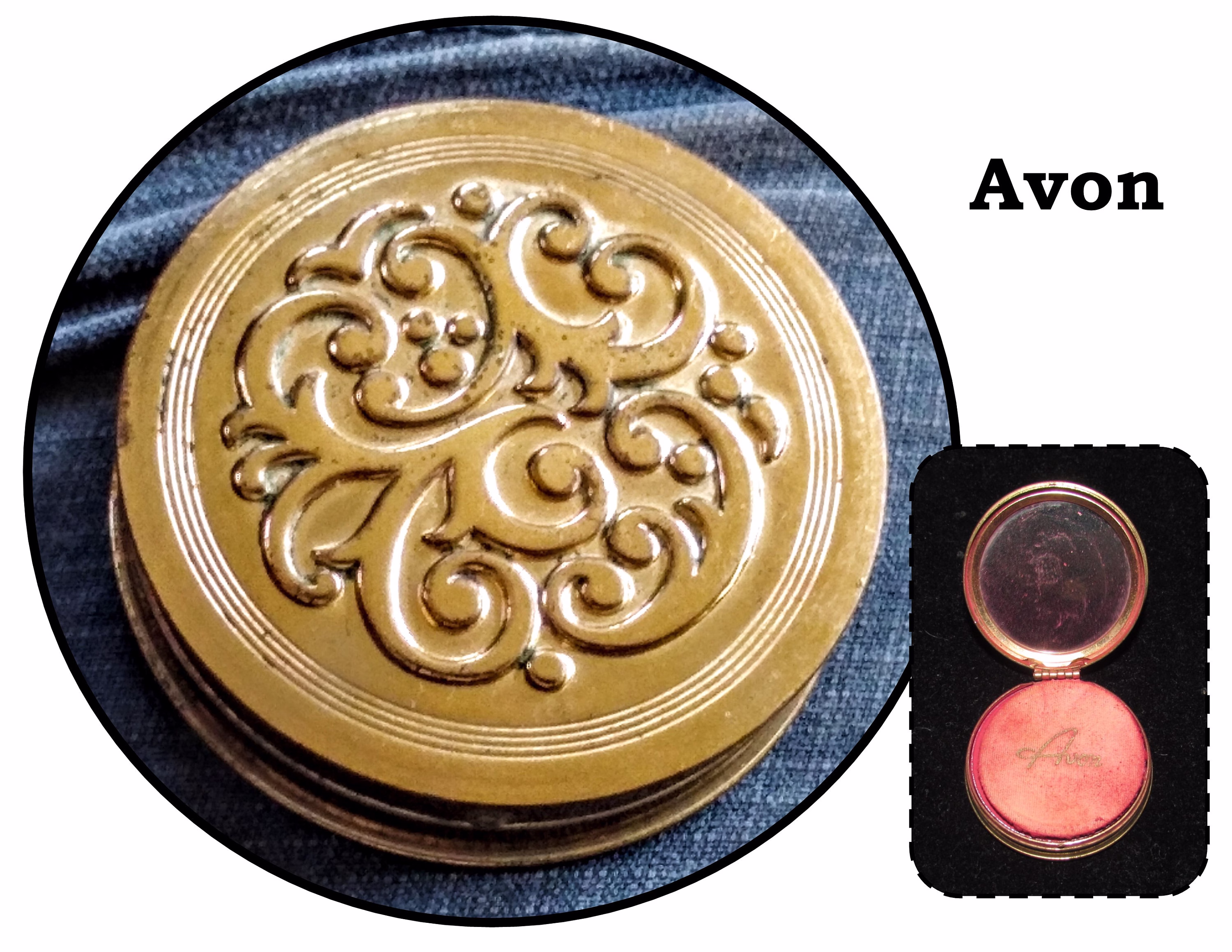Vintage Small Avon Blush Powder Rouge Compact Mirror