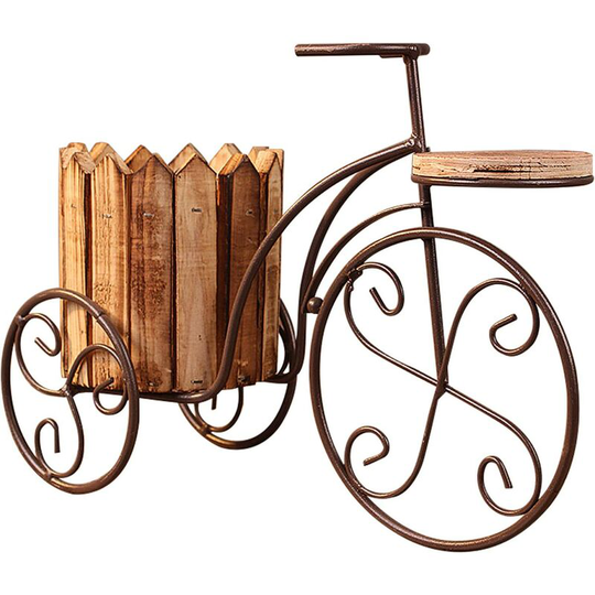 Bicycle Flower Stand Wrought Iron Craft Decoration Outdoor Garden Patio Flower Basket Pot Display Rack for Home Wedding Decor