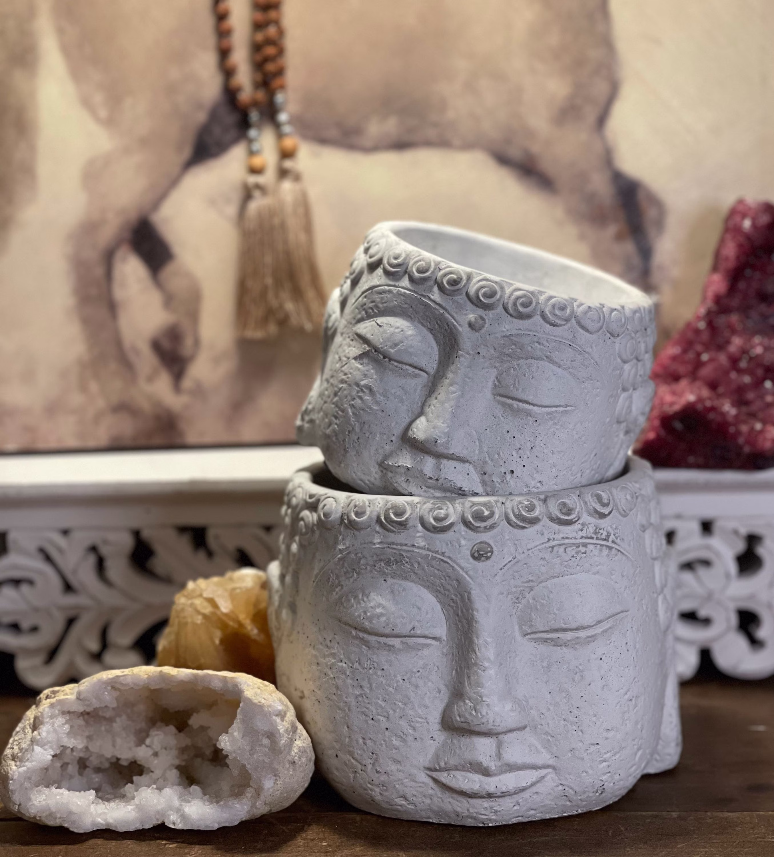 Medium Antique Gold Buddha Pot | Planter Golden