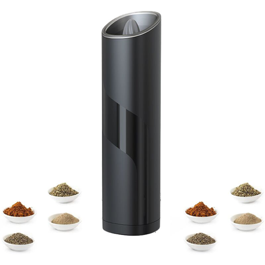 Salt and Pepper Grinder, Electric Pepper Grinder Salt Ginder, Battery Operated Sea Salt Grinder Adjustable Coarseness Black