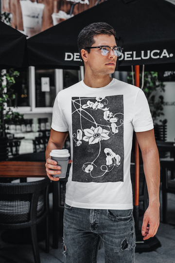 Flowers #32A - Unisex Organic T-Shirt, Vintage Style Art T-Shirt