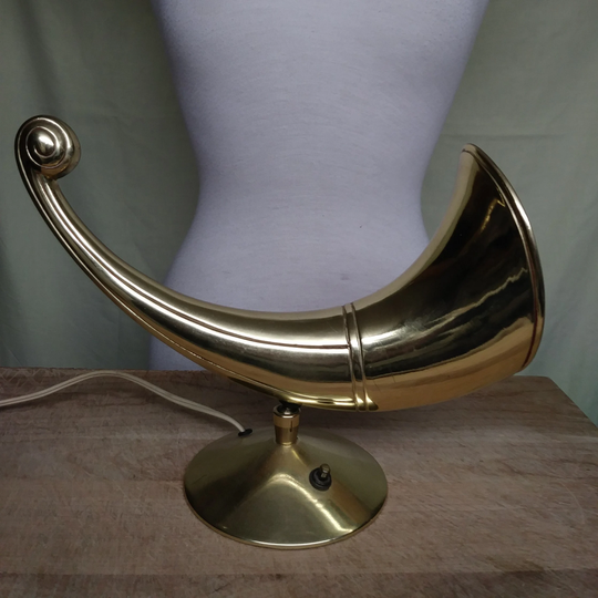 Rare Vintage 1920S-80S Mcm Lamps; Goldtone Powder Horn, Cornucopia; Fab Pair Chalkware Chinese Boy/Girl Figural, Handmade Southwest