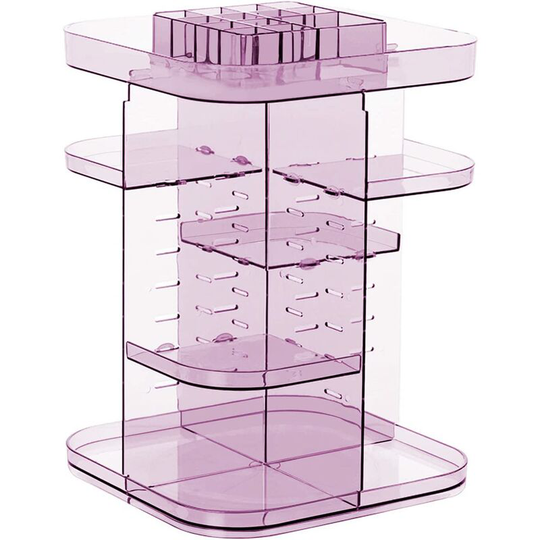 Makeup Storage Cosmetic Stand: Acrylic Cosmetics Organizer Bathroom Bedroom Dressing Table - 360 Rotating Jewelry Box for Lipsticks Brushes Perfume |