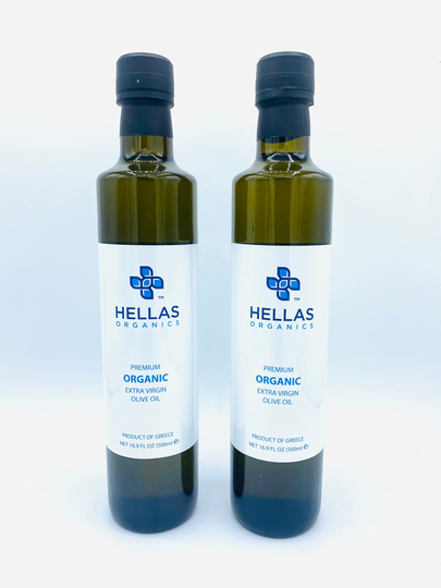 2 Pack - Hellas Organics Greek Organic Extra Virgin Olive Oil 500 Ml
