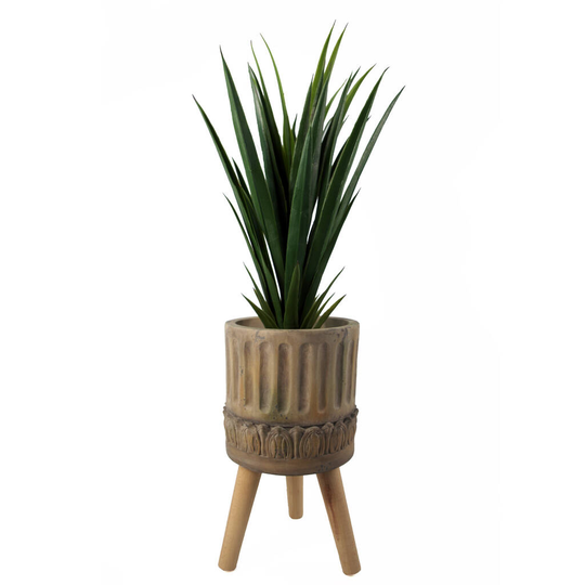 Ridged Composite Planter With Stand Large