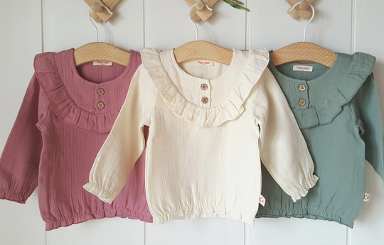 Baby Girl Organic Muslin Ruffle Blouse, Baby Clothes, Double Gauze Cotton, Shower Gift