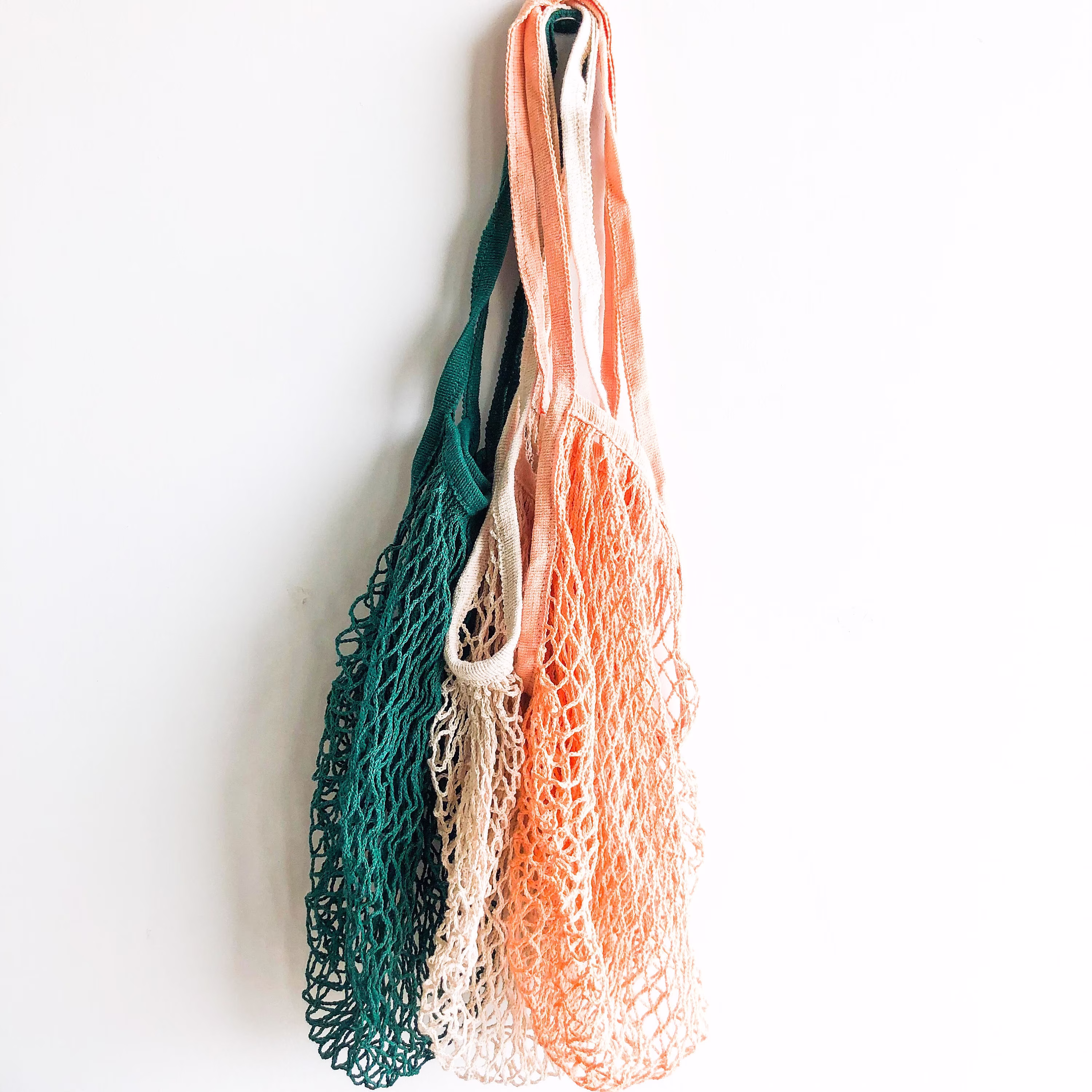 Reusable Organic Cotton Mesh Bag | Long Handle - Plastic Free Sustainable Shopping Grocery Picnic Outdoor & Party Zero Waste Biodegradable