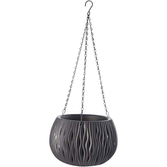 Devenirriche - Hanging Planter Flower Pots Indoor Outdoor Balcony Patio Hanging Basket Home Decor - Black