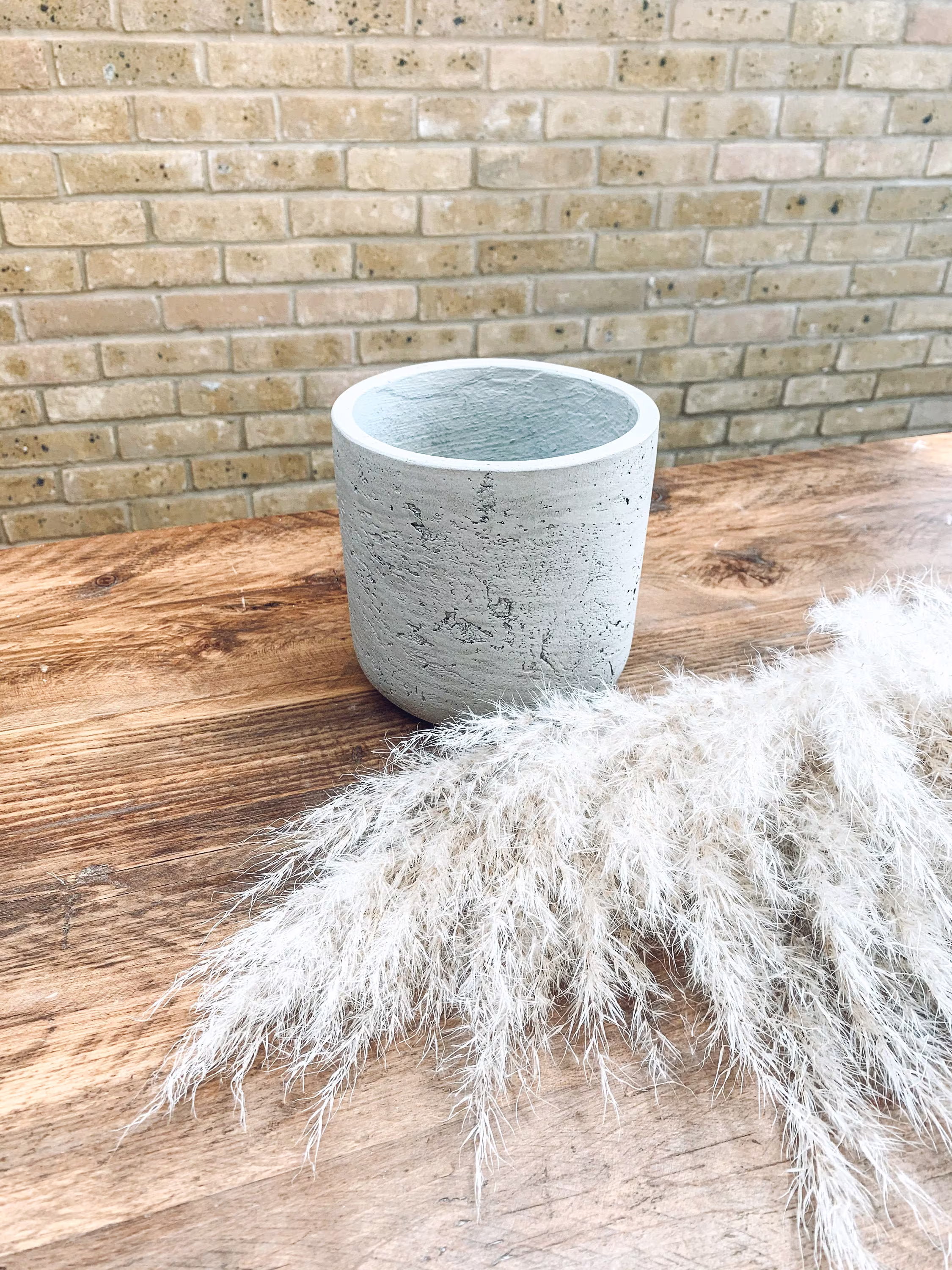 Textured Concrete Planter | Light Grey Small Indoor