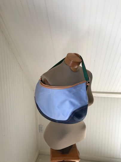 Pristine Large Coach Leather & Nylon Bag in Beige, Green, Powder Blue