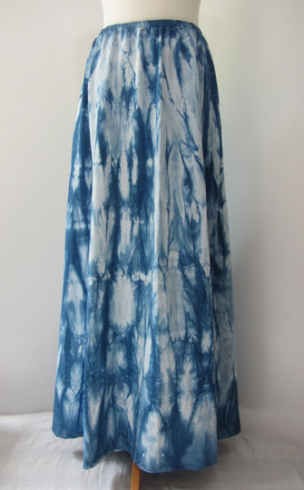 Indigo Tie-Dye Organic Cotton Long Skirt, Tie Dye Skirt
