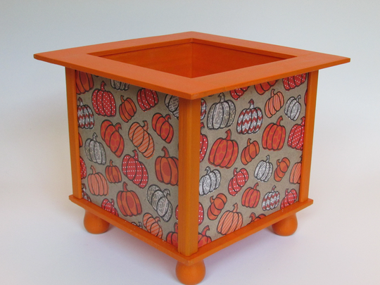 Fall Pumpkins Planter Box - Paint Stick Pumpkin Kitchen Decor