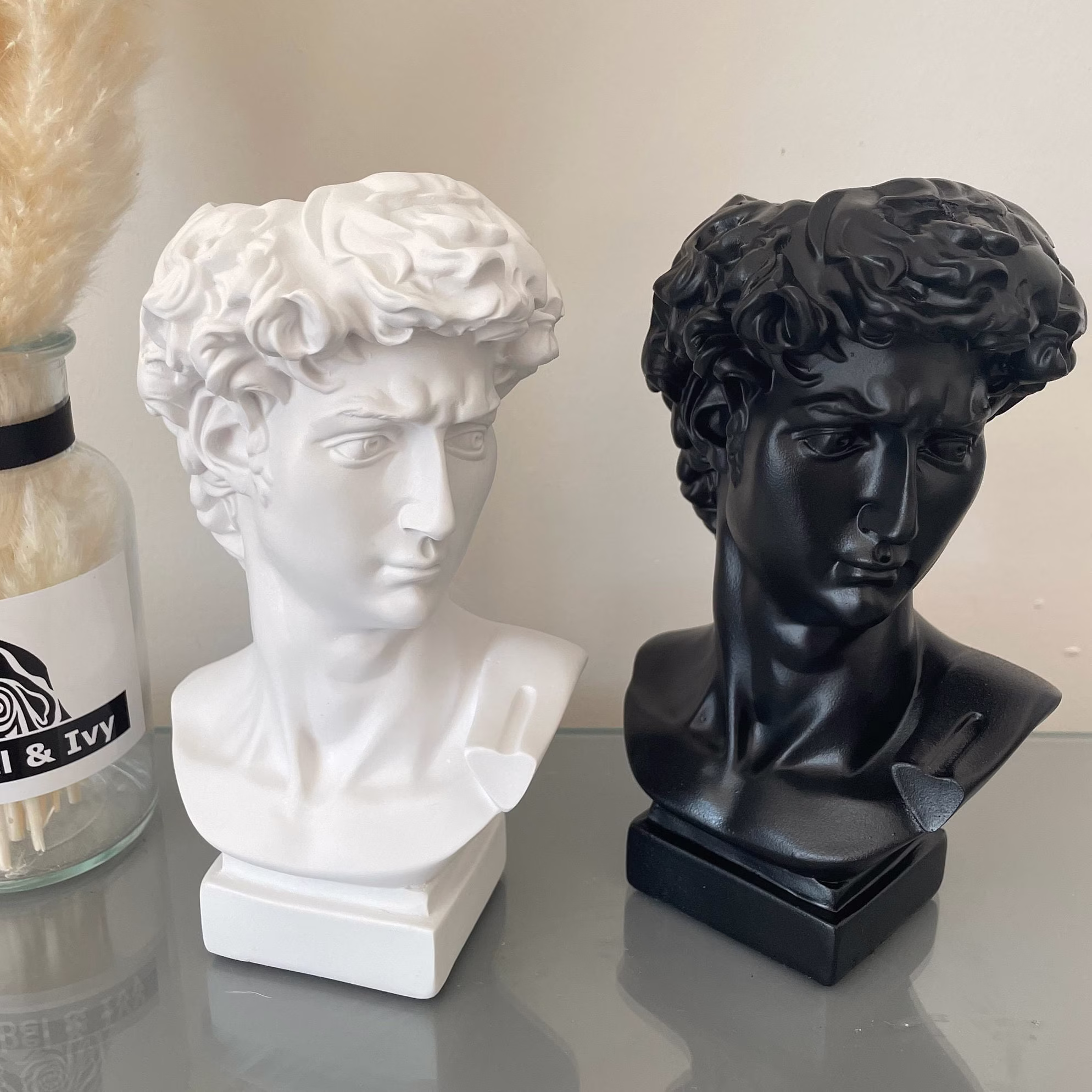 David Face Head Plant Pot Planter Statue Vase Nordic Resin Planter Small & Large Black White