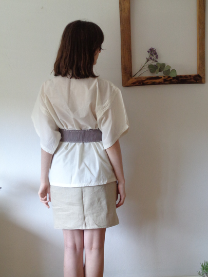 Outfit Nr. 20 // Spring-Summer 2021 Organic Linen Skirt With Light Top & Embroidered Belt