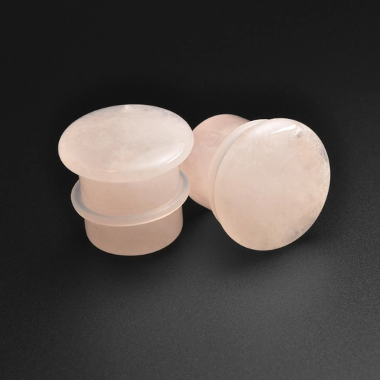 Rose Quartz Single Flare Convex Organic Stone Plug | Sizes 3mm | 8G - 16mm | 5/8