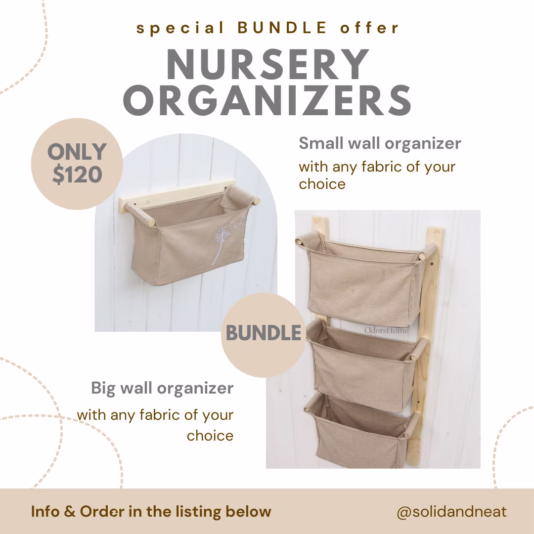 Montessori Furniture Bundle Gift For Mom | Wall Basket Bundles Pregnancy Pocket Organizer Storage Nursery
