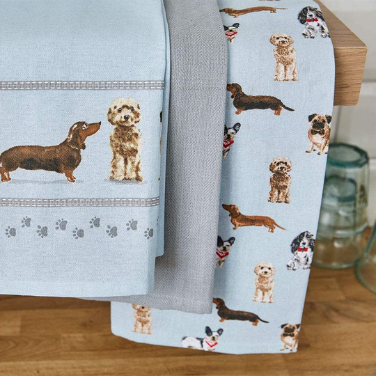 Dog Funny Linen Cotton Organic Kitchen Towels, Dish Tea Towel, Gifts