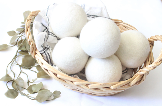 New 6 Organic Wool Dryer Balls // Earth Friendly Natural Cruelty-Free Cotton Bag Laundry