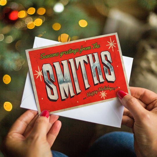 Personalised Christmas Cards, Retro Card, Card Pack, Set, Americana, Vintage