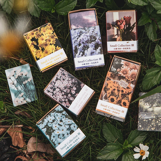 100 Pcs, The Four Seasons Series Kpurnaling Paper, Leaf Paper Cards, Crafting Accessories, Scrapbooking Paper, Planner Supplies-Ch-st-1148