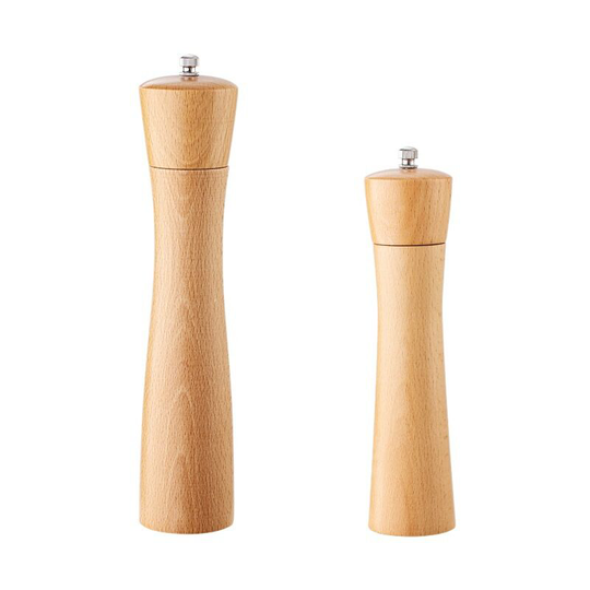 2pcs Wood Pepper Grinder Wooden Salt And Pepper Mill Adjustable Stirrers With Ceramic Core 8 Inch And 10 Inch