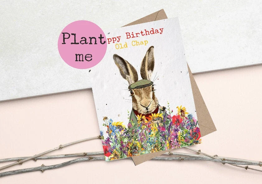 Plantable Birthday Seed Cards - Happy Old Chap Paper Cards Plantable Eco Friendly