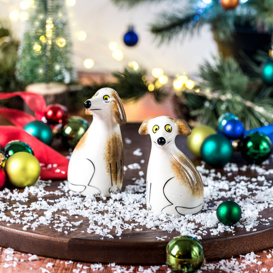Handmade Ceramic Dog Salt And Pepper Shakers