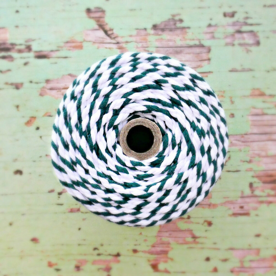 Chunky Cord 30Ply {10M} Moss Green Stripe Cotton Twine | Super Thick Christmas Holiday Festive
